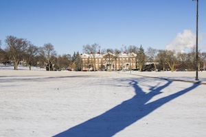 Parade grounds with snow