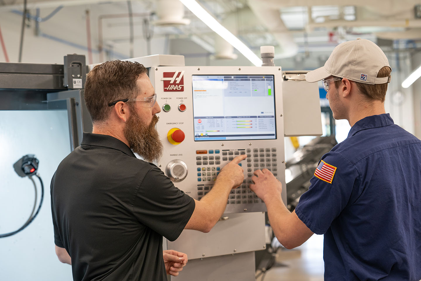 Instructor and student working together