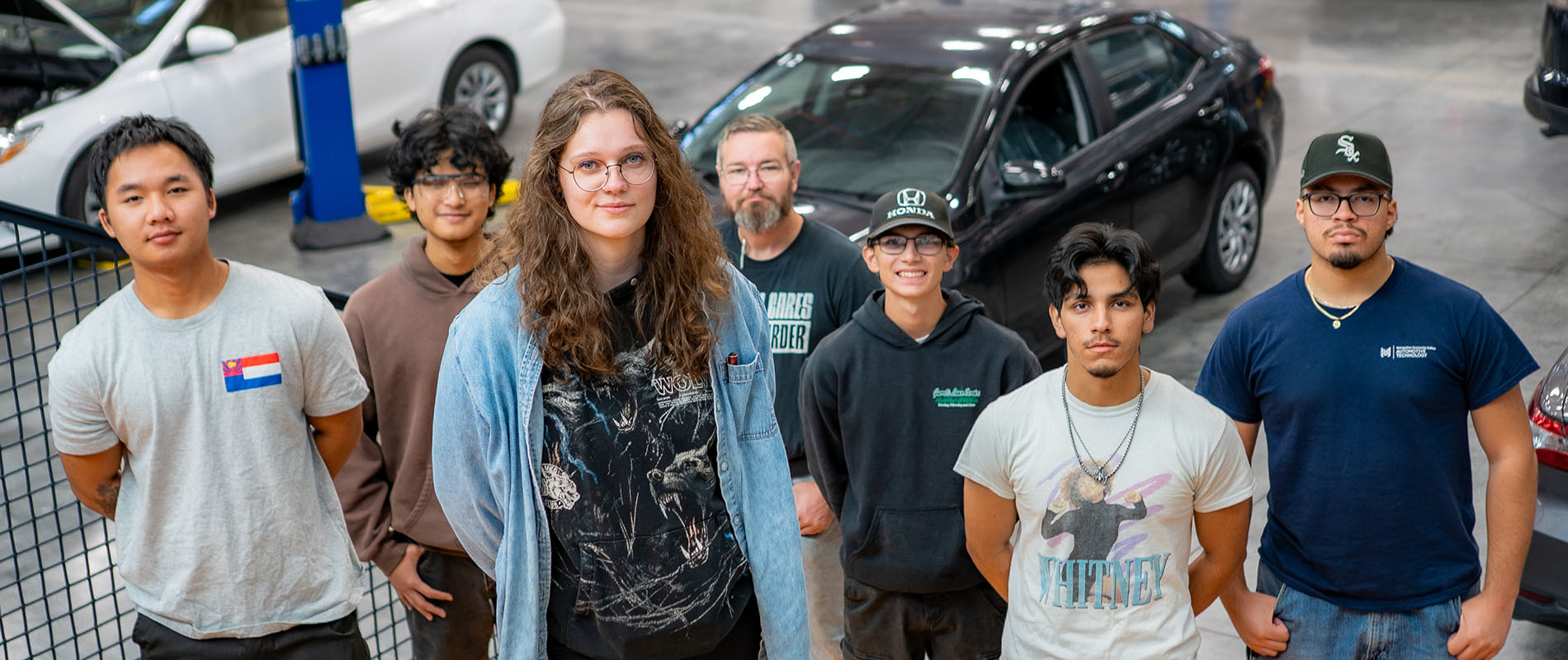 Group of automotive students posing for photo
