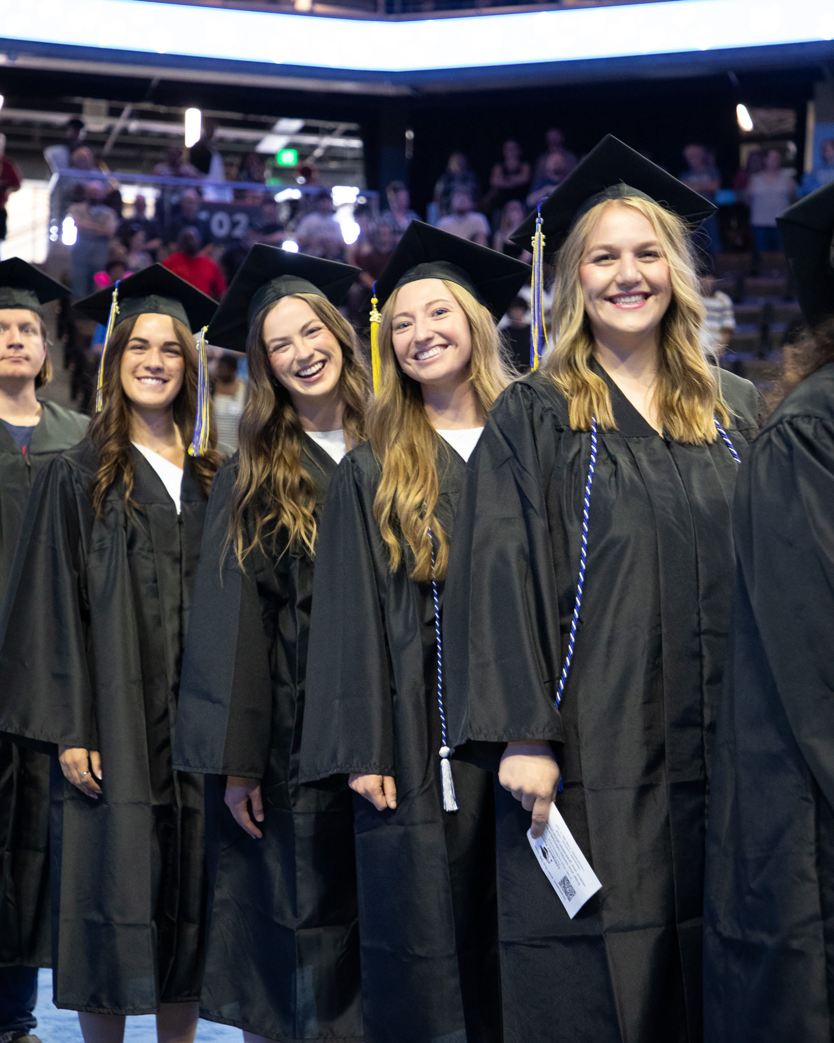 Group of female students waiting in line
