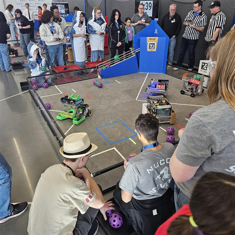 Students participating in robotics competition at the 2026 FTC Nebraska Championship