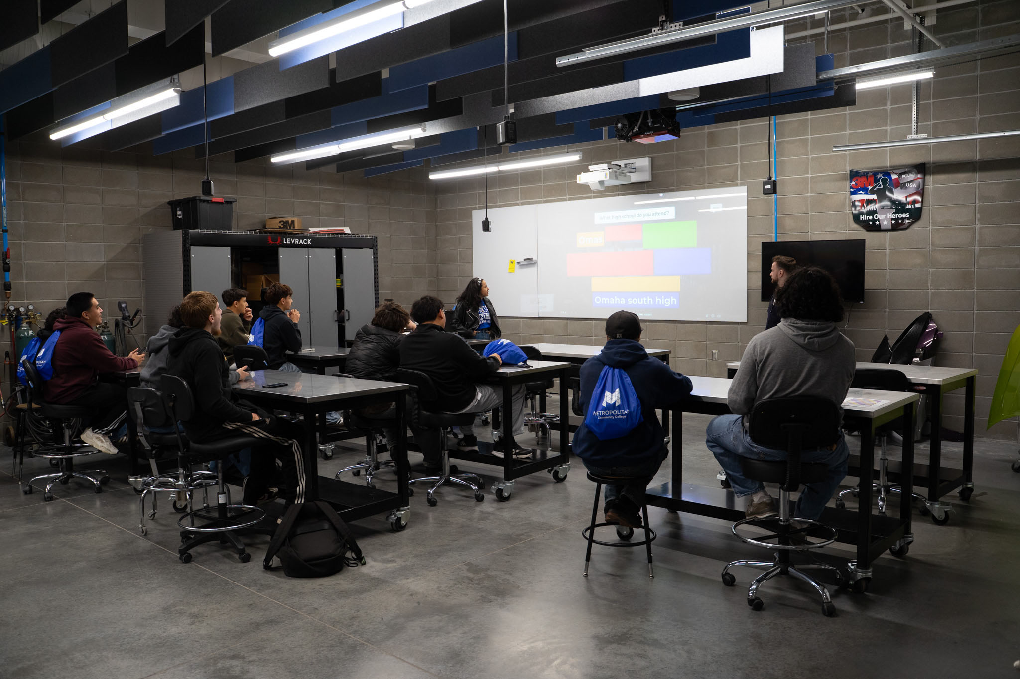 Students learning in a classroom
