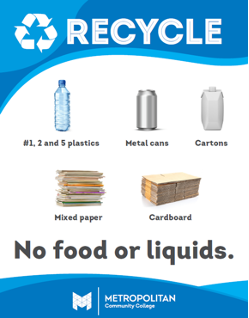 Recycle: #1, #2, and #5 plastics; metal cans; cartons; mixed paper; cardboard.