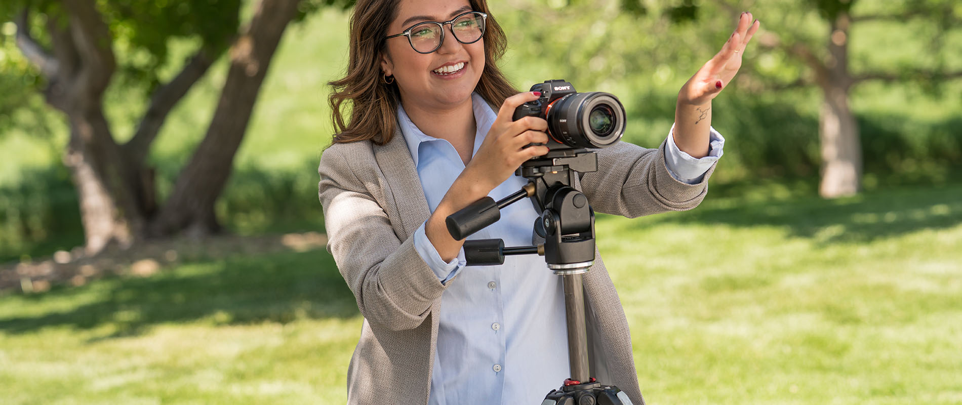 Student with a camera