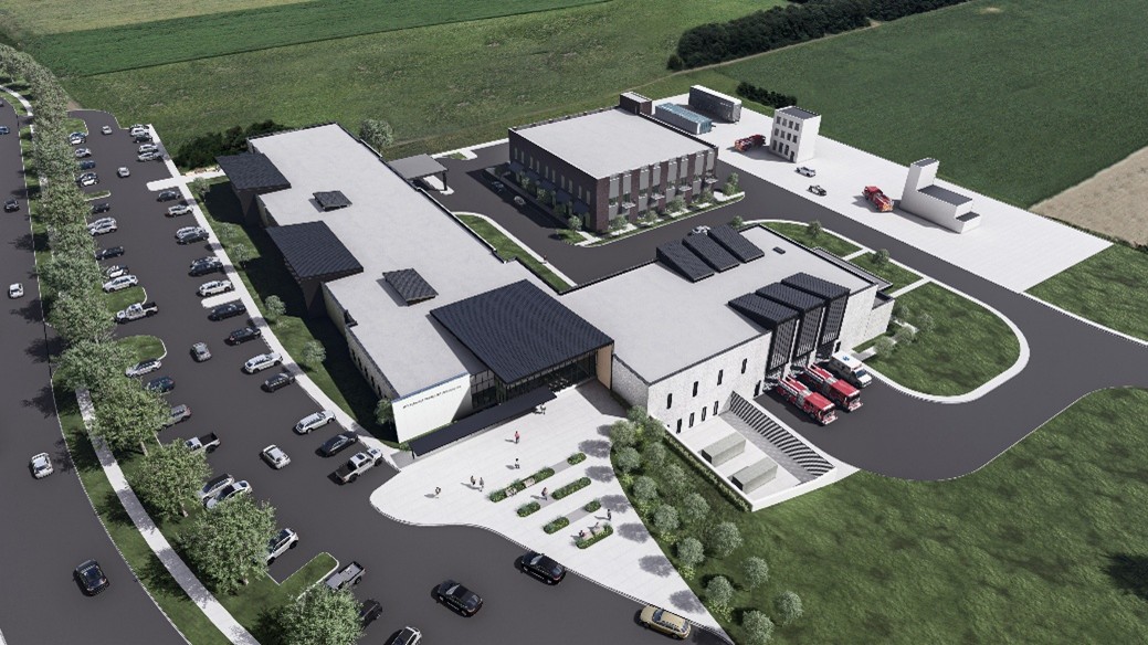 3D concept art of first responders and training center building
